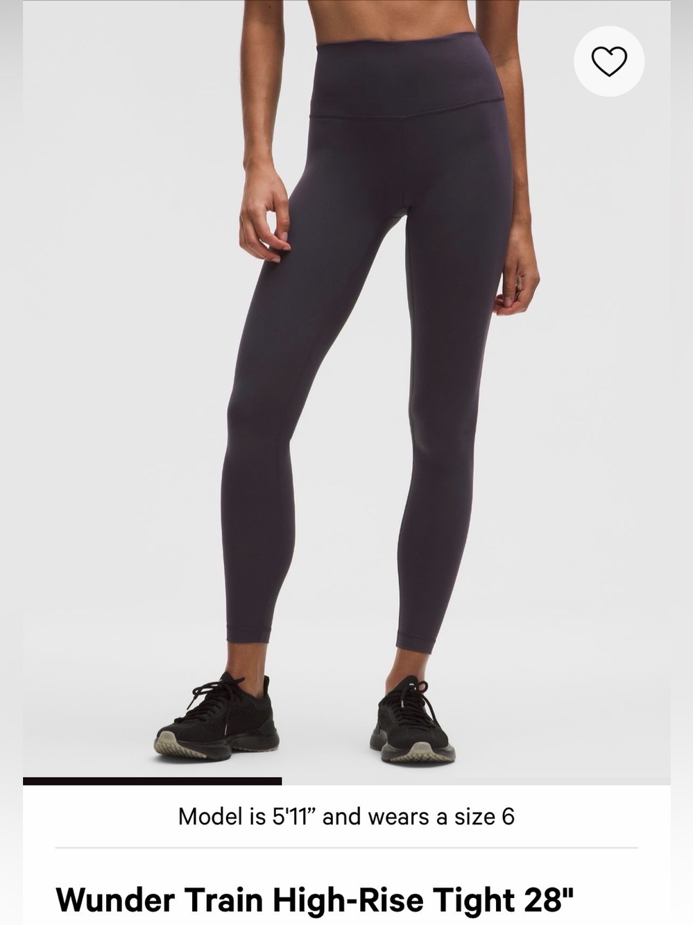 Lululemon Wundertrain Atmospheric Purple with pockets, 28 inch.